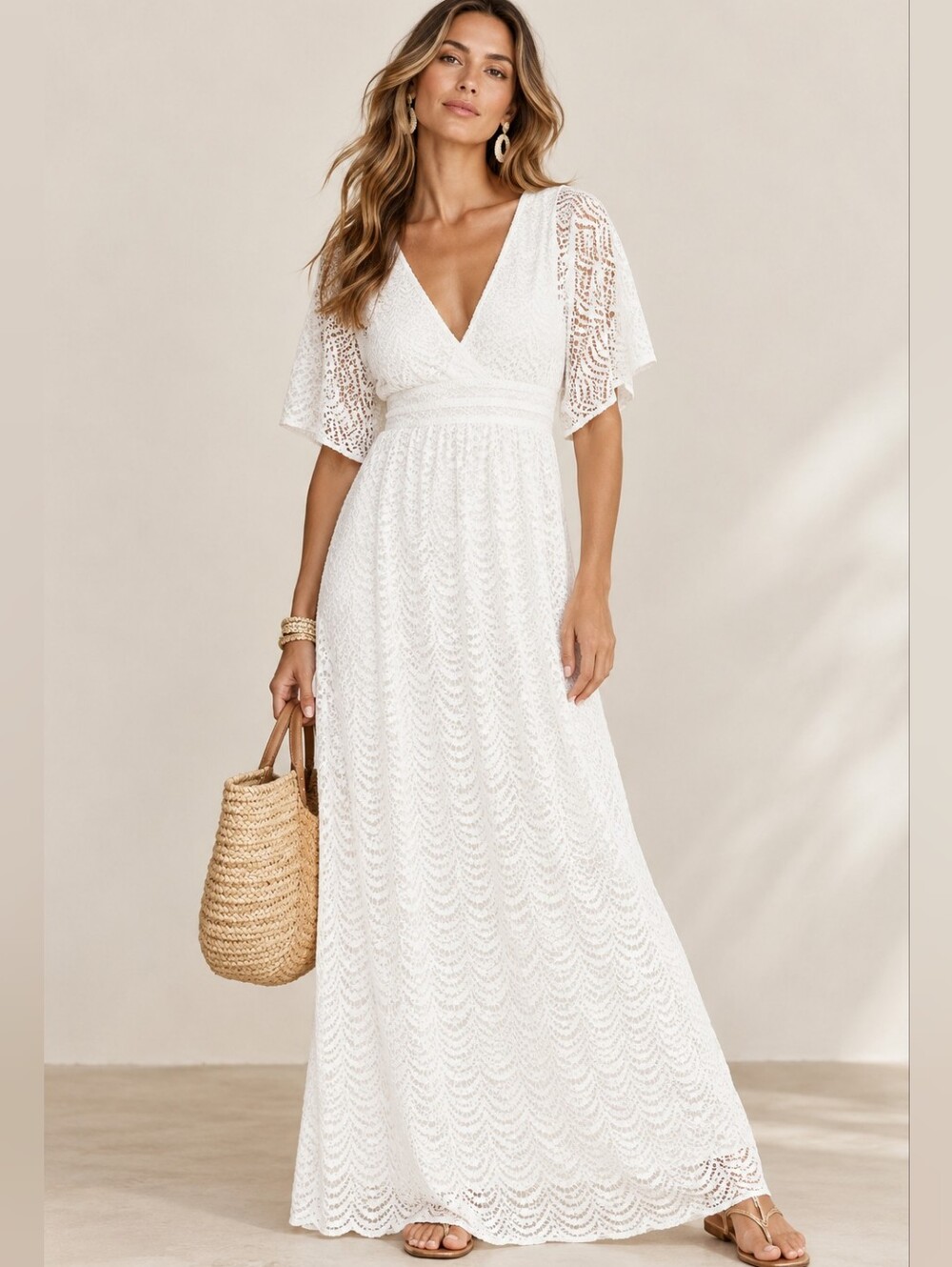 NWT LILLY PULITZER Resort White Scalloped Shell Lace Parigi Maxi Dress Large